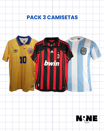 PACK 3 CAMISETAS MILÁN 2007- ARGENTINA 86'- COLOMBIA 93'